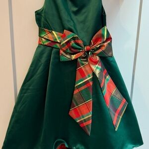 Green Dress with Plaid Bow